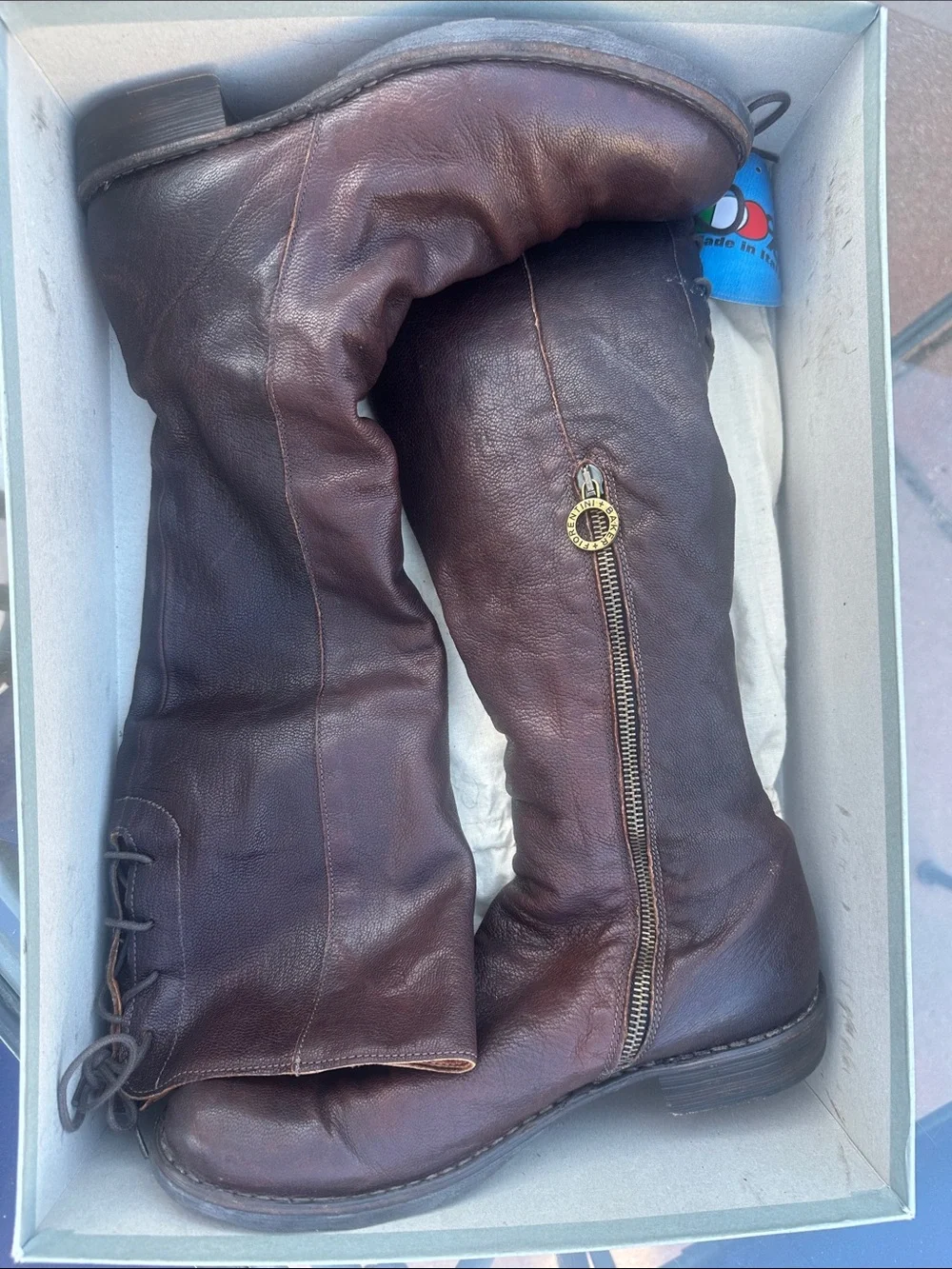 Fiorentini + Baker Dark Brown Leather Lace-Back Zip Boots Size 40 (9.5-10 US)